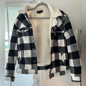Black and white plaid bomber jacket